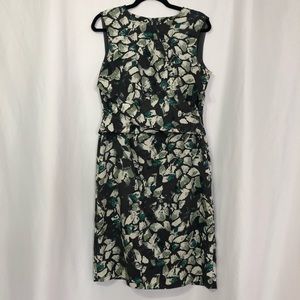 Hobbs London Blue & Green Floral Sheath Dress 10